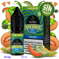 4T. 10ml 10 mg. Ultra Melon Sin Frescor Sales de nicotina «Bar Juice by Bombo»