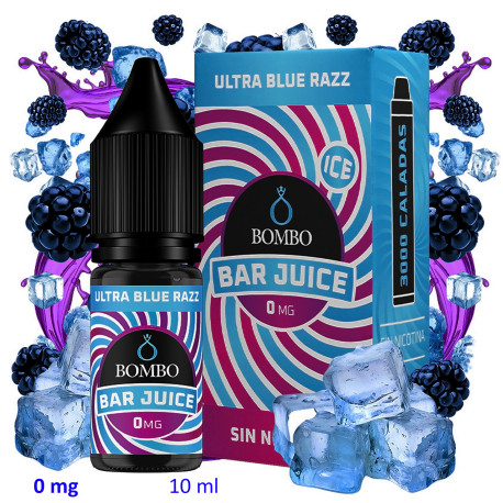 4T. 10ml 0 mg. Ultra Blue Razz Ice Sales de nicotina «Bar Juice by Bombo»