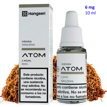 4T. e-liquid Virginia  6 mg. «Hangsen Atom» envase con 10 ml.