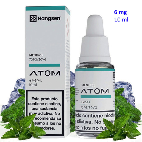 4T. e-liquid Menthol 6 mg. «Hangsen Atom» envase con 10 ml.
