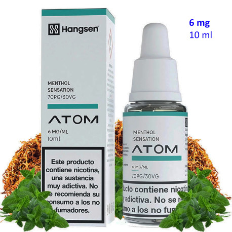 4T. e-liquid Menthol Sensation 6 mg. «Hangsen Atom» envase con 10 ml.