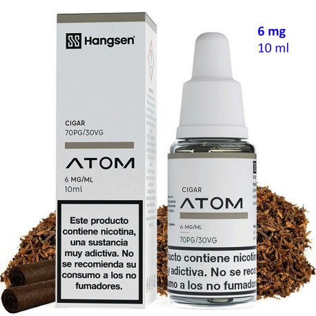 4T. e-liquid Cigar 6 mg. «Hangsen Atom» envase con 10 ml.