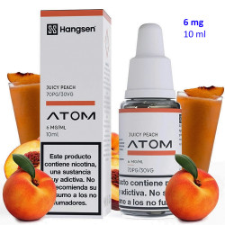 4T. e-liquid Juicy Peach 6 mg. «Hangsen Atom» envase con 10 ml.