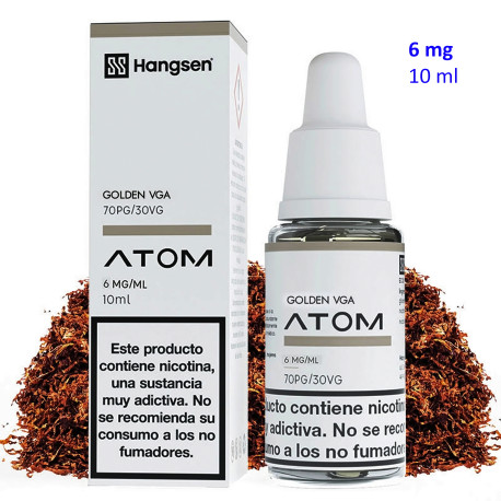 4T. e-liquid Golden VGA 6 mg. «Hangsen Atom» envase con 10 ml.
