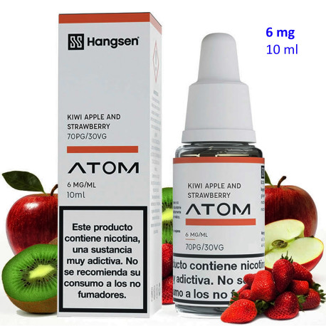 4T. e-liquid Kiwi Apple and Strawberry 6 mg. «Hangsen Atom» envase con 10 ml.