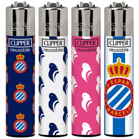 4T. Clipper «RCD ESPANYOL» Expositor con 48 encendedores