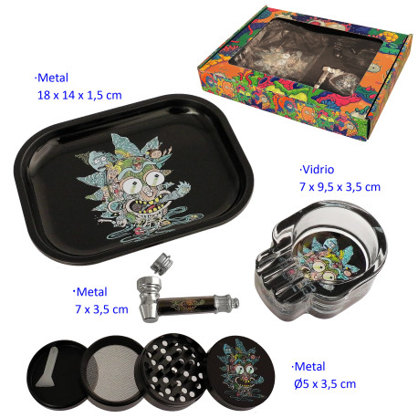 1T. Set con pipa, grinder Ø 5 cm., cenicero y bandeja