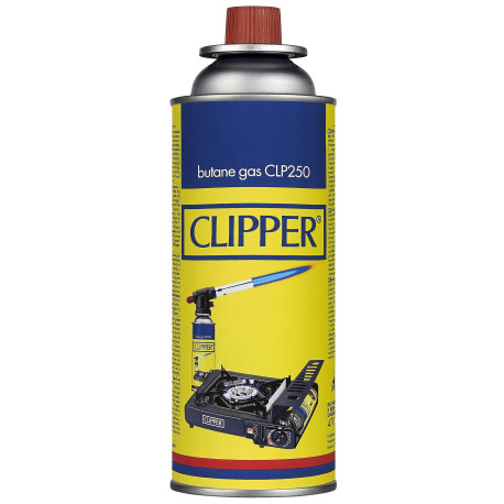 4T. Cartucho de gas butano «Clipper» 400 ml. con válvula CLP250