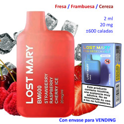 4T. Strawberry Raspberry Cherry Ice 20 mg. «Elfbar Lost Mary 600» VENDING Vaper desechable
