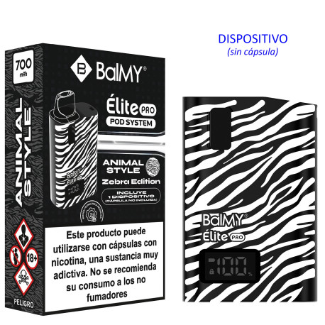 4T. ANIMAL EDITION ZEBRA Dispositivo sin cápsula «BALMY ÉLITE PRO»