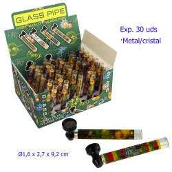 1T. Expositor con 30 pipas cristal/metal 9,2 cm.