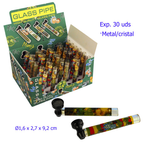 1T. Expositor con 30 pipas cristal/metal 9,2 cm.