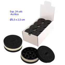1T.  Ø5,2 cm. Expositor con 24 grinder acrílicos 2 partes