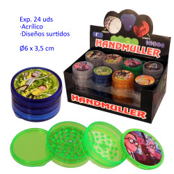 1T. Ø6 cm. Expositor con 24 grinder acrílicos 4 partes
