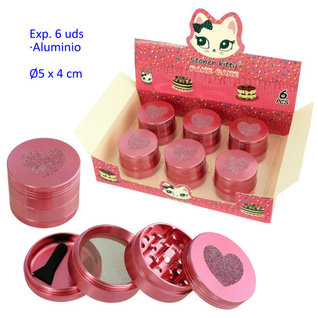 1T. Ø5 cm. Expositor con 6 grinders aluminio 4 partes