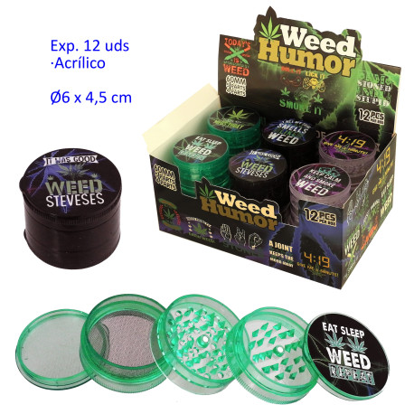 1T. Ø6 cm. Expositor con 12 grinder acrílicos 5 partes