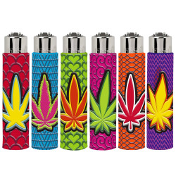 4T. «WEED LOVE» Exp. 30 encendedores Clipper con funda