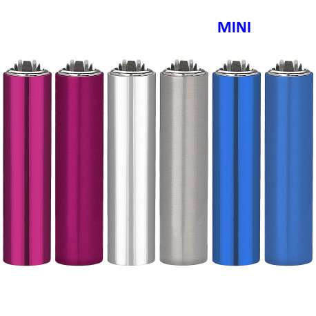 4T. «SOLID MIX 6» Exp. 30 encendedores Mini Clipper con funda metal