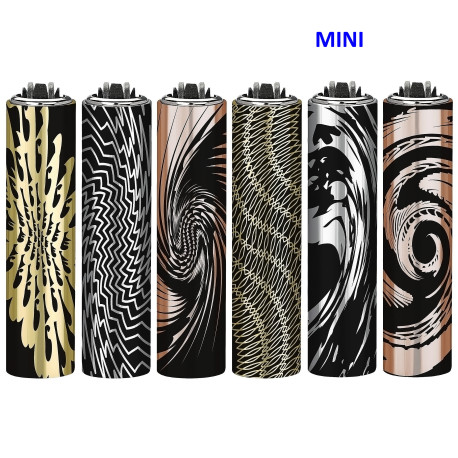 4T. «PSYCHODELLIC PATTERN» Exp. 30 encendedores Mini Clipper con funda metal