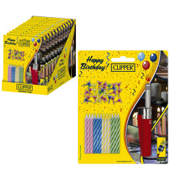 4T. Clipper «MINI TUBE SOLID COLORS» Exp. 12 blister encendedor + velas