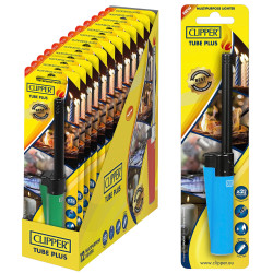 4T. Clipper «TUBE PLUS SHINY» Exp. 12 blisters con encendedor
