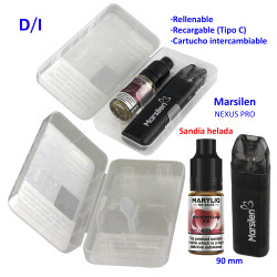 4T. Pack vaper «NEXUS PRO» + bote 20 mg. Watermelon Ice «MARYLIQ» Sales de nicotina
