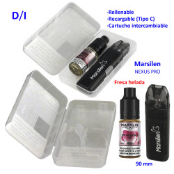 4T. Pack vaper «NEXUS PRO» + bote 20 mg. Strawberry Ice «MARYLIQ» Sales de nicotina