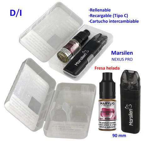 4T. Pack vaper «NEXUS PRO» + bote 20 mg. Strawberry Ice «MARYLIQ» Sales de nicotina