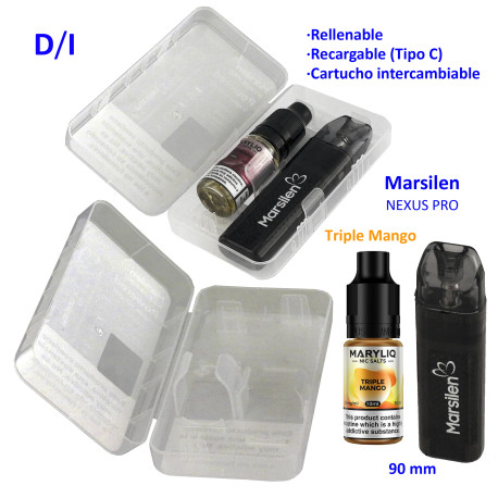 4T. Pack vaper «NEXUS PRO» + bote 20 mg. Triple Mango «MARYLIQ» Sales de nicotina