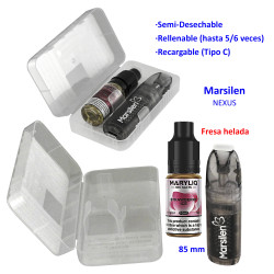 4T. Pack vaper «NEXUS» + bote 20 mg. Strawberry Ice «MARYLIQ» Sales de nicotina