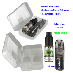 4T. Pack vaper «NEXUS» + bote 20 mg. Triple Melon «MARYLIQ» Sales de nicotina