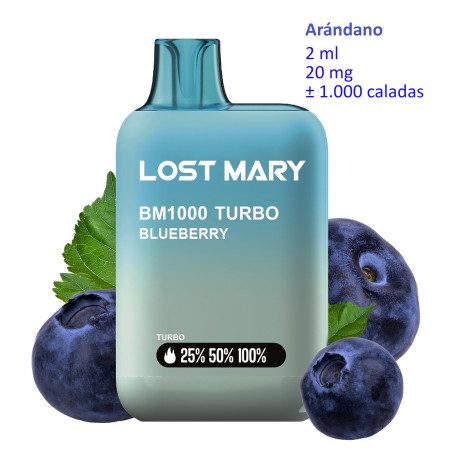 4T. Blueberry 20 mg. «Lost Mary BM1000 TURBO» Vaper desechable