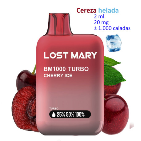 4T. Cherry Ice 20 mg. «Lost Mary BM1000 TURBO» Vaper desechable