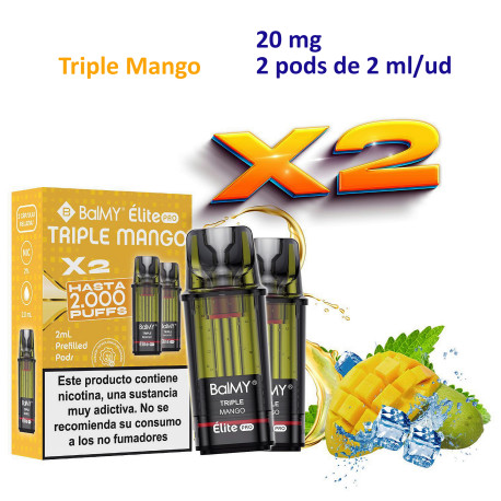 4T. Triple mango 20 mg. «BALMY ÉLITE PRO» 2 Pods recarga