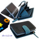 3T. Cartera/billetero/tarjetero señora 10 x 11,5 x 3,5 cm. Negro con azul. Con RFID (protección electrónica). Con estuche