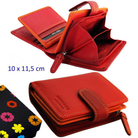 3T. Cartera/billetero/tarjetero señora 10 x 11,5 x 3,5 cm. Rojo. Con RFID (protección electrónica). Con estuche