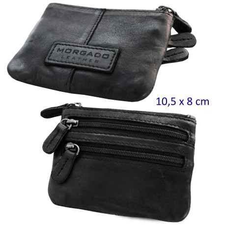 3T. Monedero unisex con 3 espacios 10,5 x 8 cm. Negro