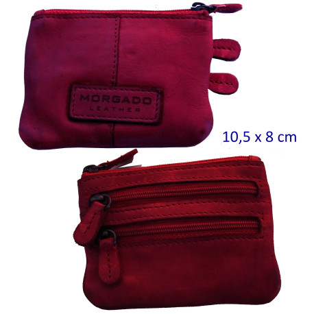 3T. Monedero unisex con 3 espacios 10,5 x 8 cm. Rojo