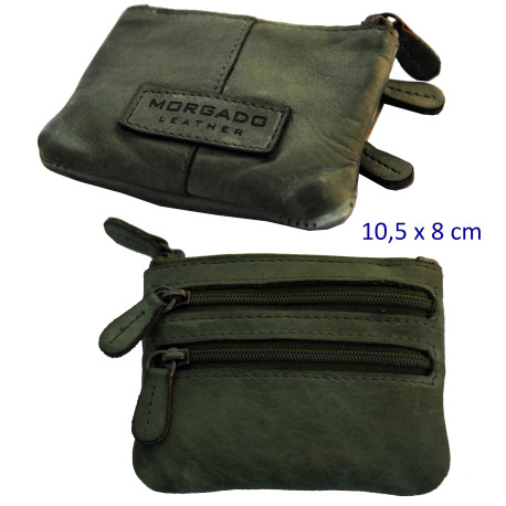 3T. Monedero unisex con 3 espacios 10,5 x 8 cm. Verde