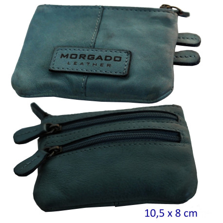 3T. Monedero unisex con 3 espacios 10,5 x 8 cm. Verde agua