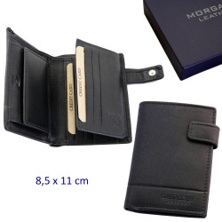 3T. Cartera/tarjetero/monedero caballero negra, con RFID (protección electrónica) 8,5 x 11 cm. Con estuche
