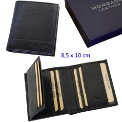 3T. Cartera/tarjetero caballero negra. Con RFID (protección electrónica) 8,5 x 10 cm. Con estuche