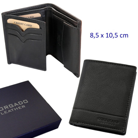 3T. Cartera/tarjetero/monedero caballero negra. Con RFID (protección electrónica) 8,5 x 10,5 cm. Con estuche