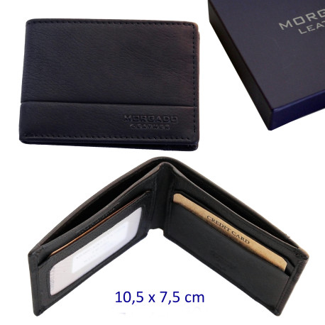 3T. Cartera tarjetero caballero negra. Con RFID (protección electrónica) 10,5 x 7,5 cm. Con estuche