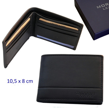 3T. Cartera/tarjetero caballero negra. Con RFID (protección electrónica) 10,5 x 8 cm. Con estuche