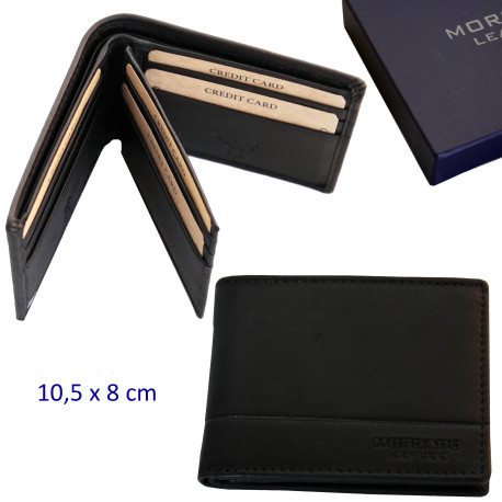 3T. Cartera/tarjetero caballero negra. Con RFID (protección electrónica) 10,5 x 8 cm. Con estuche