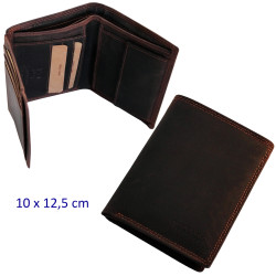 3T. Cartera/tarjetero/monedero caballero marrón 10 x 12,5 cm.
