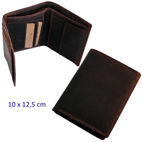 3T. Cartera/tarjetero/monedero caballero marrón 10 x 12,5 cm.