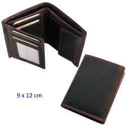 3T. Cartera/tarjetero/monedero caballero marrón 9 x 12 cm.