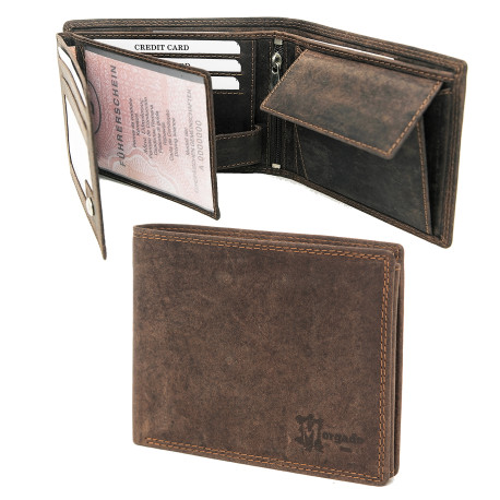 3T. Cartera/tarjetero/monedero caballero marrón 11 x 9 cm.